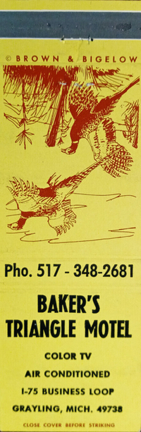 Bakers Triangle Motel (Casons Triangle Motel, Hulls Triangle Motel) - Matchbook (newer photo)